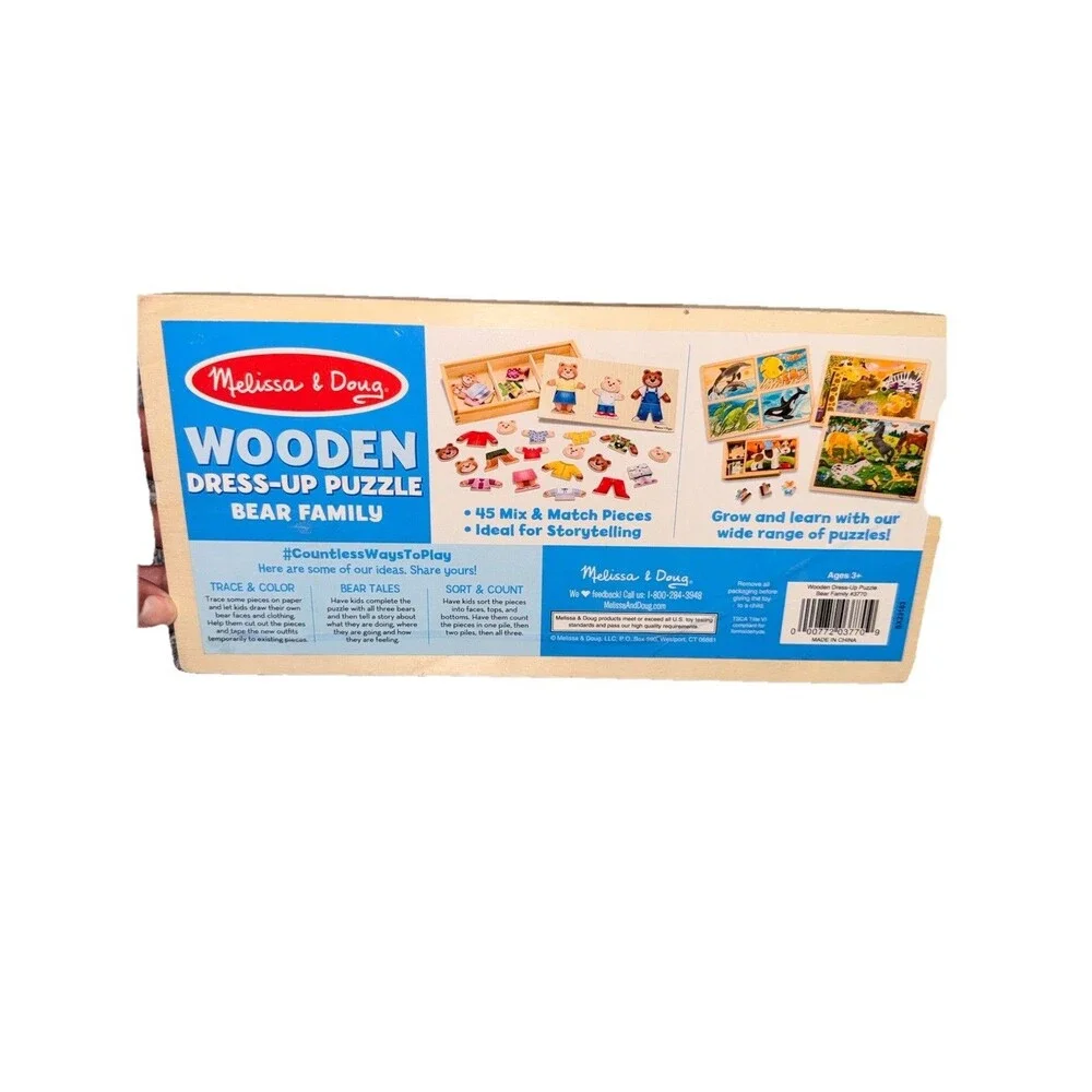 Melissa & Doug Wooden Dress-Up Puzzle Bear Family Mix & Match 37pc MPN 3770